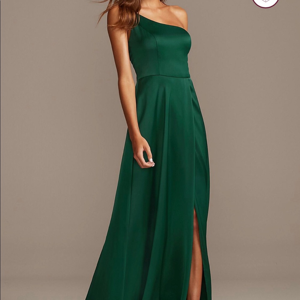 Bridesmaid dress in juniper green